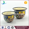 YSfp0009 Set of 2 handmade ceramic flower pot with round shape